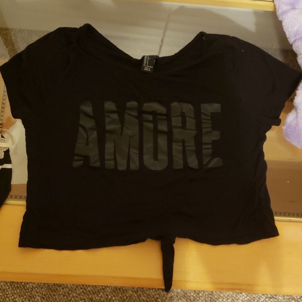 Black open back w/ tie crop top